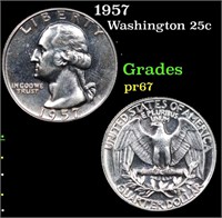 Proof 1957 Washington Quarter 25c Grades GEM++ Pro