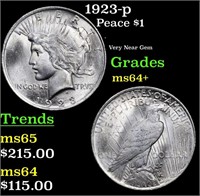 1923-p Peace Dollar $1 Grades Choice+ Unc