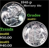 1941-p Mercury Dime 10c Grades GEM+ Unc