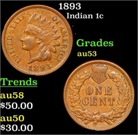 1893 Indian Cent 1c Grades Select AU