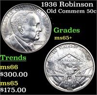 1936 Robinson Old Commem Half Dollar 50c Grades GE