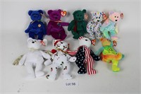 9 assorted TY Beanie Babies