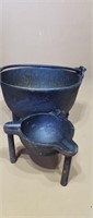 Cast iron pot and ash tray