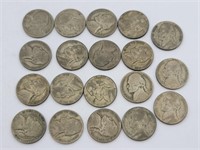 19 Wartime Silver Jefferson Nickels