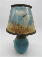 VAN BRIGGLE TURQUOISE BUTTERFLY LAMP  WORKING