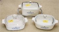 3 CORNING WARE CASSEROLES