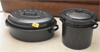 BRANITE/ENAMELWARE ROASTER & POT