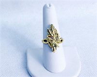 14KP YELLOW GOLD FILAGREE LEAF RING