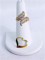 10K YELLOW GOLD LEAF RING AND 14K YELLOW
