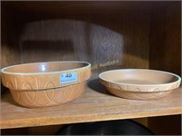 2 Watt Pottery Loop pattern crock bowls