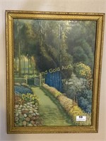 Vintage 13 x 17 framed garden print