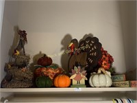 Shelf full of fall/Thanksgiving decoration