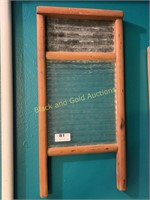 Small antique glass and zinc washboard