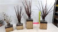 4 Light & Dark Brown Vases