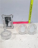 3 Picture Frames & 1 Covered Candy Dish