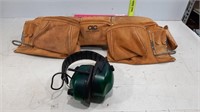 Leather Tool Belt & Ear Protection with Radio