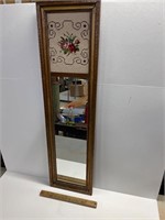 Mirror with embroidered picture