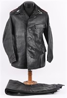 WWII WAFFEN SS PANZER LEATHER OFFICER'S UNIFORM