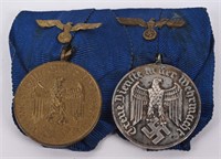 WWII NAZI HEER TWO PLACE LONG SERVICE MEDAL BAR