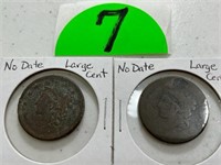 (2) Large Cents (Worn Dates)