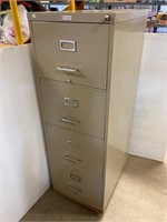 Commodore 4 drawer metal filing cabinet with key.