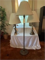 Pair of lamps and floor lamp