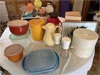 Miscellaneous Tupperware, coffee urn, graters,