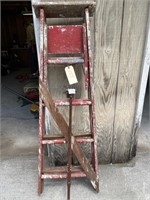 Wooden Step ladder and cane.