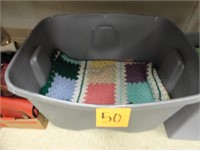 Tote with (3) Crochet Blankets