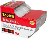 Lot of 8 Scotch Transparent Tape - 2 Roll Packs