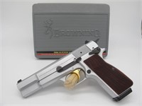 BROWNING HI-POWER 9MM SILVER FINISH W/ WOOD GRIPS