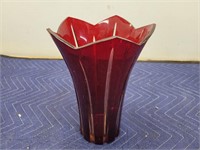 Ruby Red Vintage Glass Vase