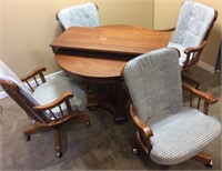 KELLER FURNITURE DINING TABLE & CHAIRS w LEAF