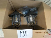 Outdoor lantern electric wall lights -bent lot of2