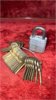 Antique Lock by Master Lock Co with a bunch of