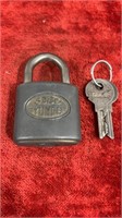 Antique 5 Disc Cylinder Lock with key