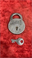 Antique TOPAZ Lock & key