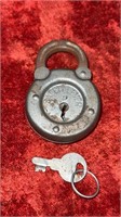Antique SAFETY LEVER Lock w key