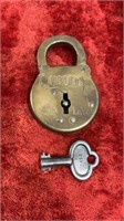 Antique QUALITY 6 Lever Lock w key