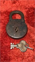 Antique MILLER 6 Lever Lock & key