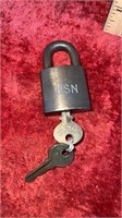 Antique USN Lock by CORBIN with key