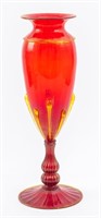 Salviati Attributed Italian Murano Red Glass Vase