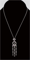Deco Revival 14K W. Gold Sapphire Diamond Necklace