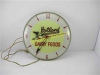 ORIG GLASS FRONT HOLLAND DAIRY CLOCK