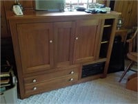 Custom made cherry TV cabinet with front closing