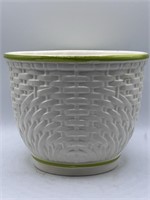 Vintage Royal Haeger White/Green Planter Basket We