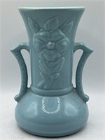 Vintage Turquoise Two Handled Vase possible Shawne
