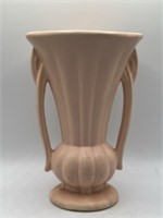 Vintage McCoy Double Handle Fluted Vase Pink Salmo