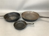 2 Cast Iron & 1 Metal Pans