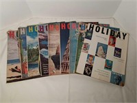 (9) 1955 HOLIDAY TRAVEL MAGAZINES